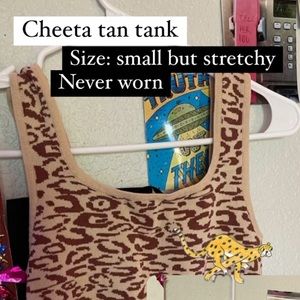 Tan Cheeta thick strap tank top